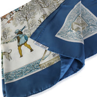 Navy Multicolor Silk LHiver Scarf 90