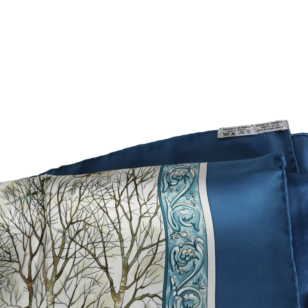 Navy Multicolor Silk LHiver Scarf 90