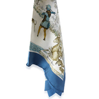 Navy Multicolor Silk LHiver Scarf 90