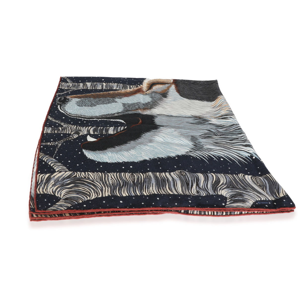 Marine Anthracite Gris Cashmere Silk Awooooo Scarf 100