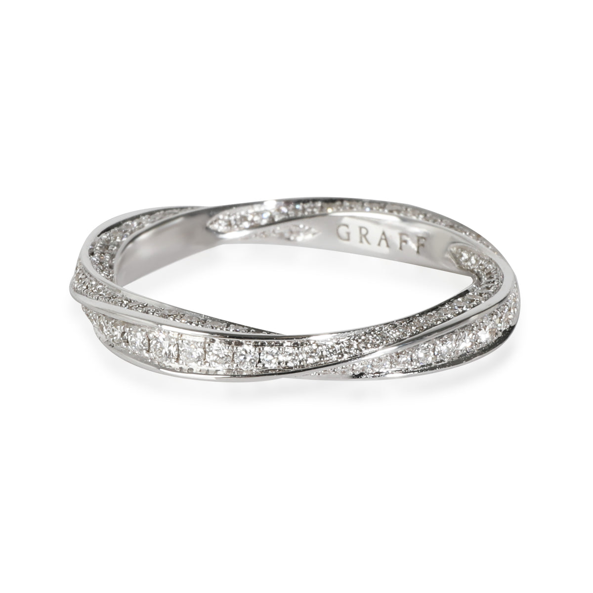 Spiral Diamond Wedding Band In 18K White Gold, .66 Ctw.