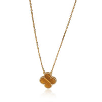 Alhambra Tigers Eye Pendant Necklace in 18K Yellow Gold