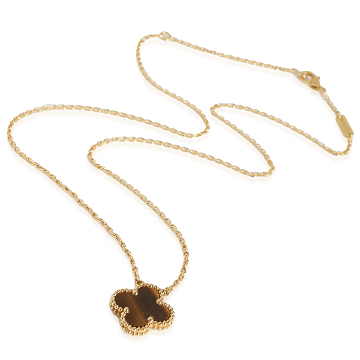 Alhambra Tigers Eye Pendant Necklace in 18K Yellow Gold