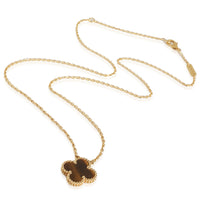 Alhambra Tigers Eye Pendant Necklace in 18K Yellow Gold