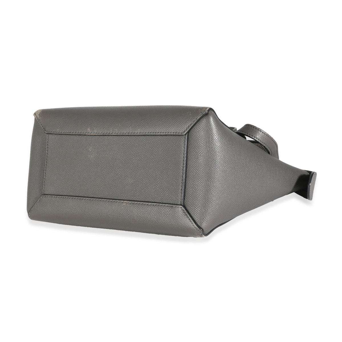 Grey Grained Calfskin Micro Belt Bag