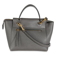 Grey Grained Calfskin Micro Belt Bag