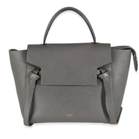 Grey Grained Calfskin Micro Belt Bag