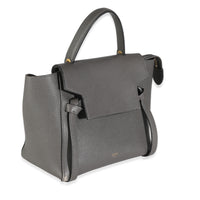 Grey Grained Calfskin Micro Belt Bag