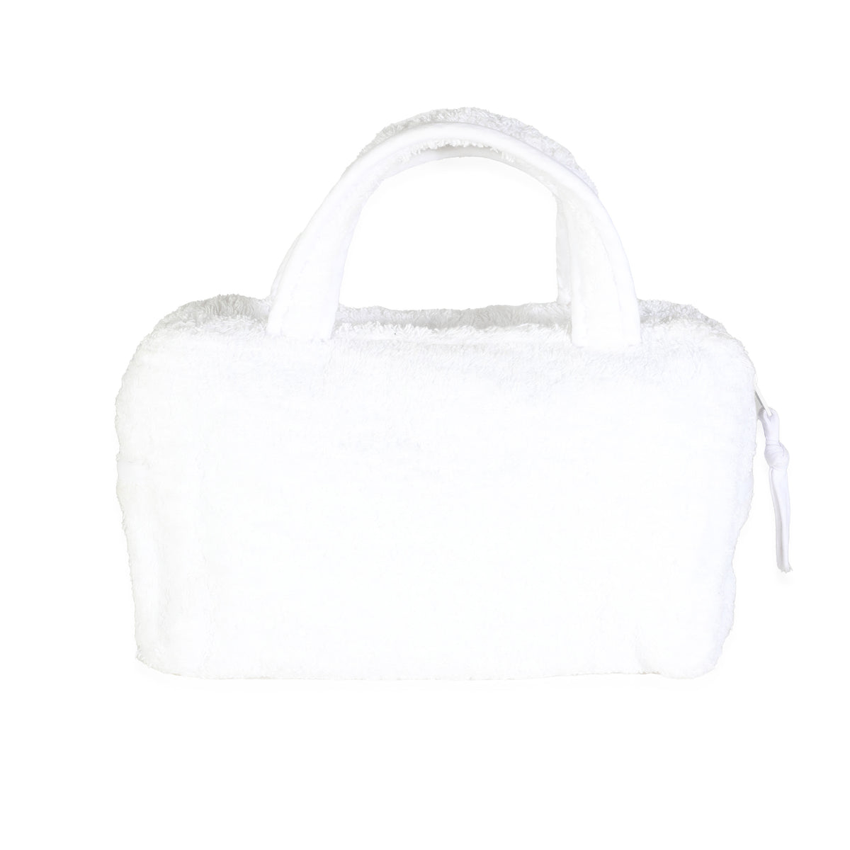 Vintage White Terry Cloth Mini JAdior Bowler Bag