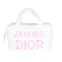 Vintage White Terry Cloth Mini JAdior Bowler Bag