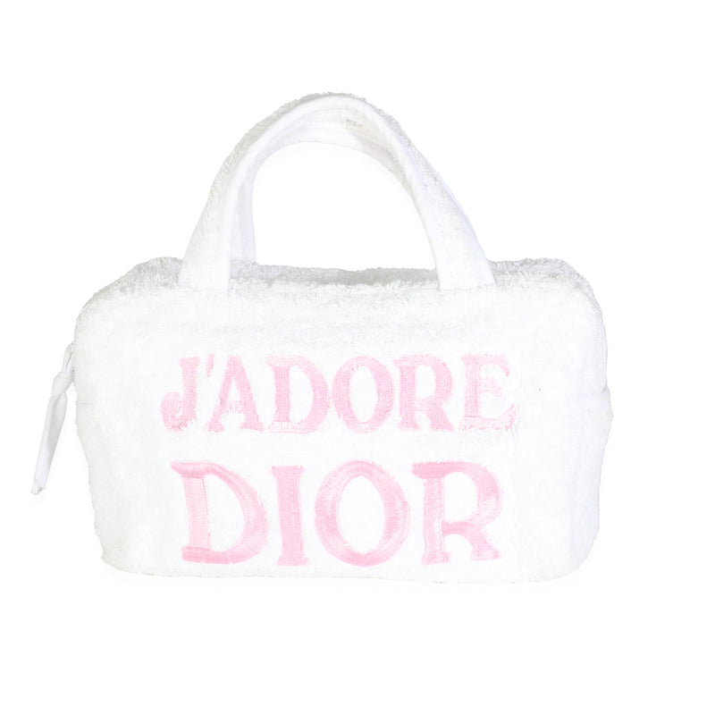 Vintage White Terry Cloth Mini JAdior Bowler Bag