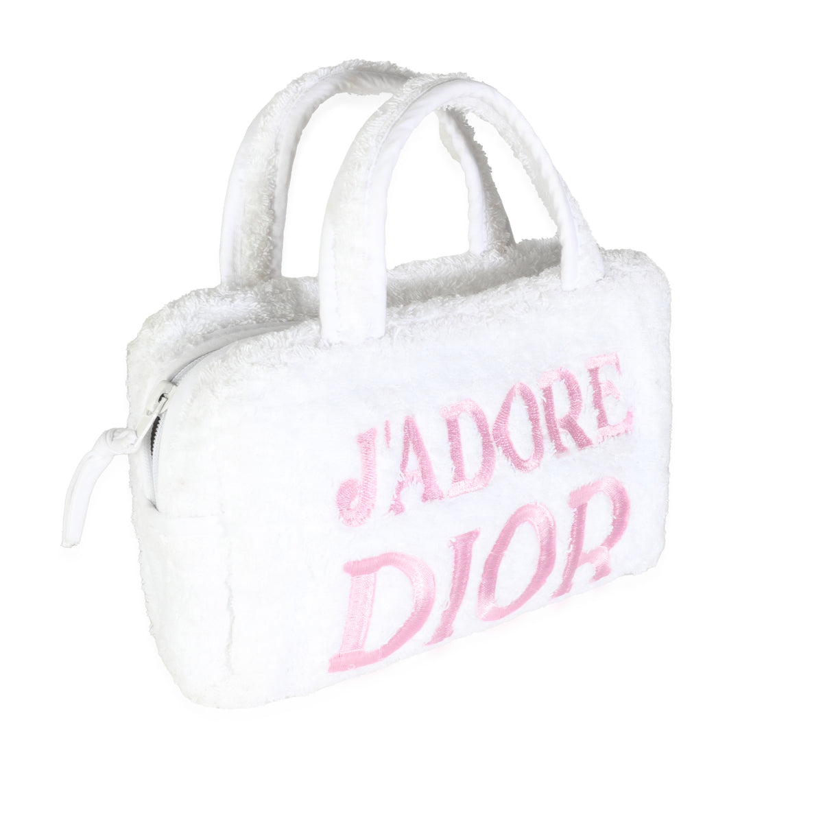 Vintage White Terry Cloth Mini JAdior Bowler Bag