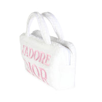 Vintage White Terry Cloth Mini JAdior Bowler Bag