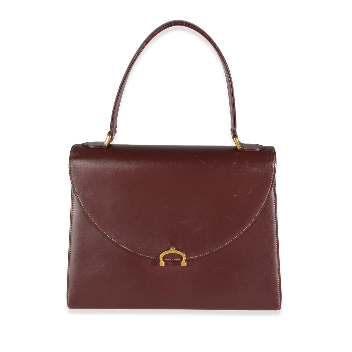 Burgundy Leather Must De Cartier Top Handle Bag