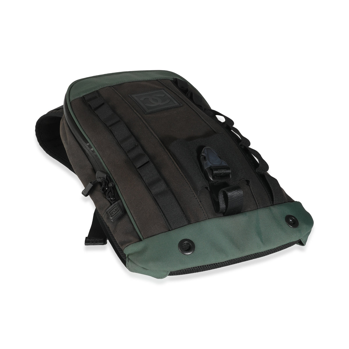 Black Green Nylon Sports Line Backpack