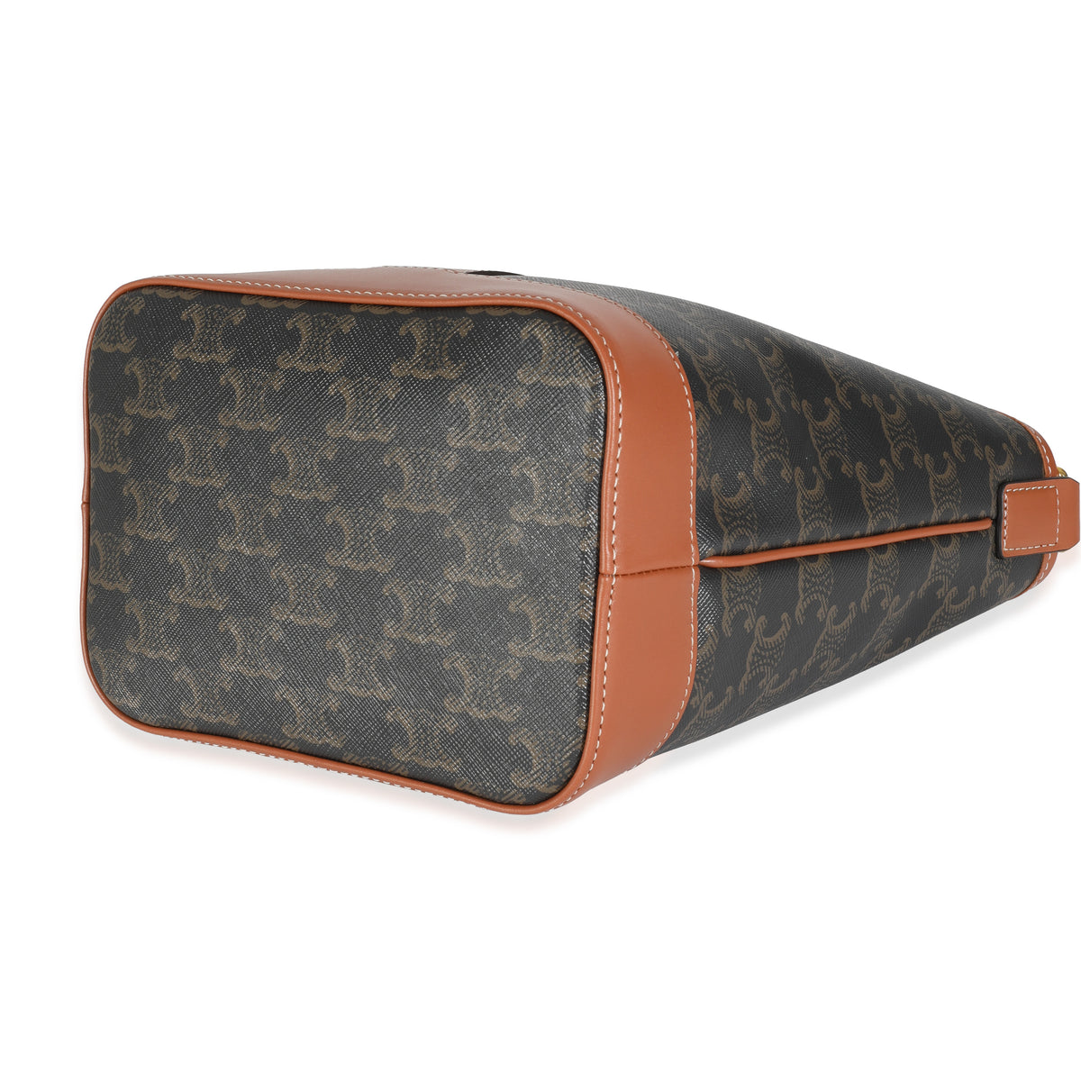 Tan Calfskin Triomphe Canvas Small Bucket Bag