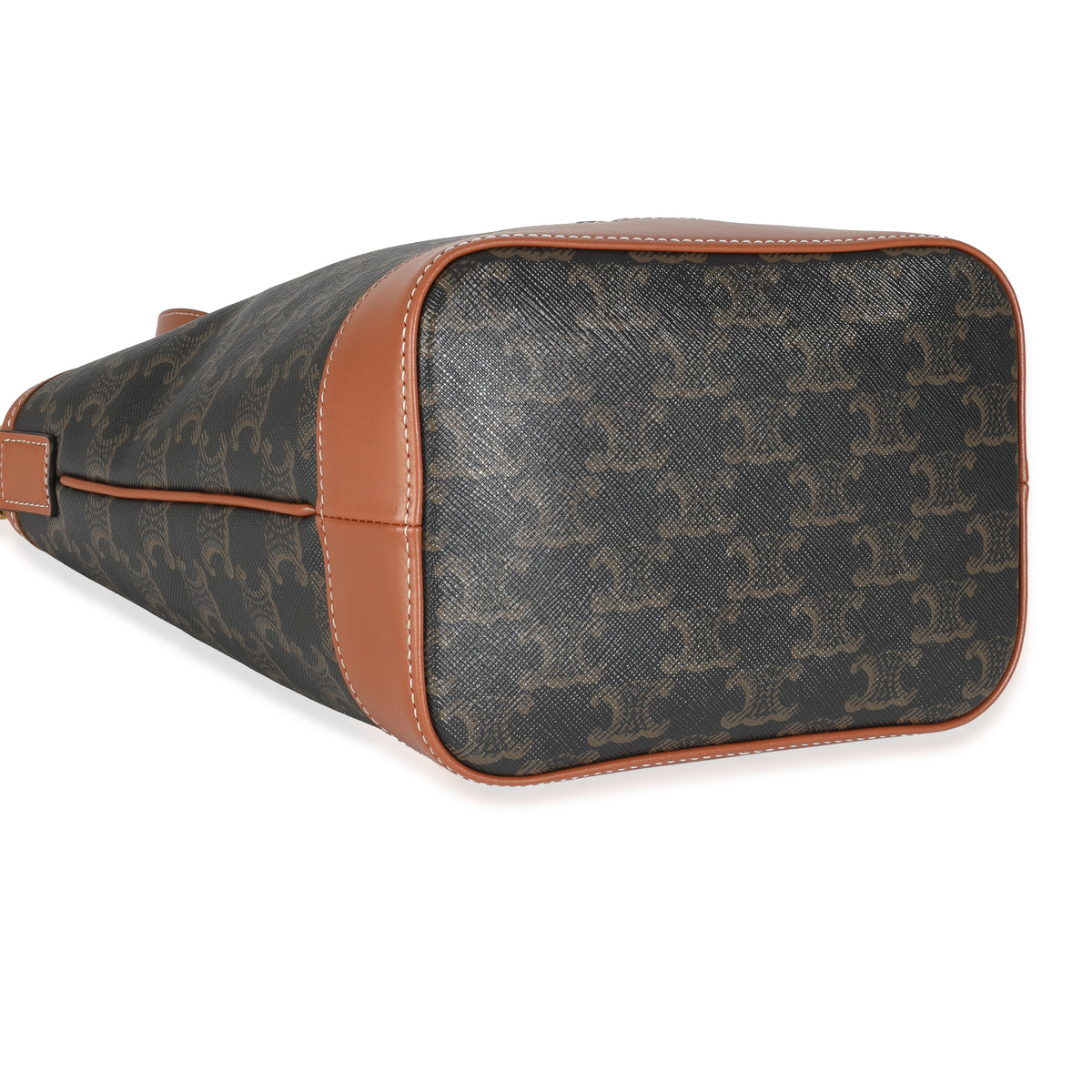 Tan Calfskin Triomphe Canvas Small Bucket Bag