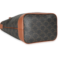 Tan Calfskin Triomphe Canvas Small Bucket Bag