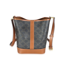 Tan Calfskin Triomphe Canvas Small Bucket Bag