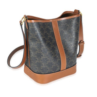 Tan Calfskin Triomphe Canvas Small Bucket Bag