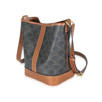 Tan Calfskin Triomphe Canvas Small Bucket Bag