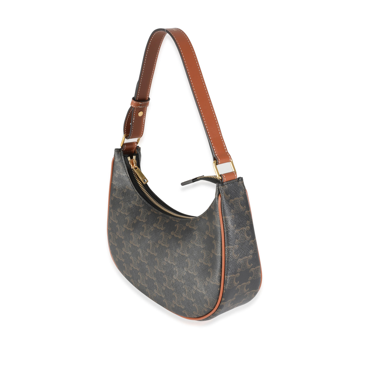 Tan Calfskin Triomphe Canvas Ava Shoulder Bag