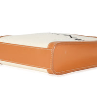 Natural Tan Canvas Calfskin Mini Vertical Cabas Bag