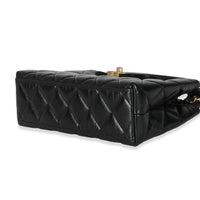 Black Shiny Aged Calfskin Quilted Nano Kelly Shopper