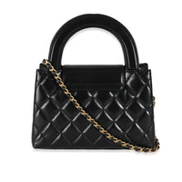 Black Shiny Aged Calfskin Quilted Nano Kelly Shopper