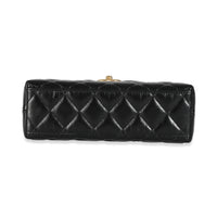 Black Shiny Aged Calfskin Quilted Nano Kelly Shopper