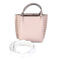 Beige Leather Small Rockstud Top Handle Tote