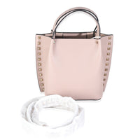 Beige Leather Small Rockstud Top Handle Tote