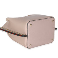 Beige Leather Small Rockstud Top Handle Tote
