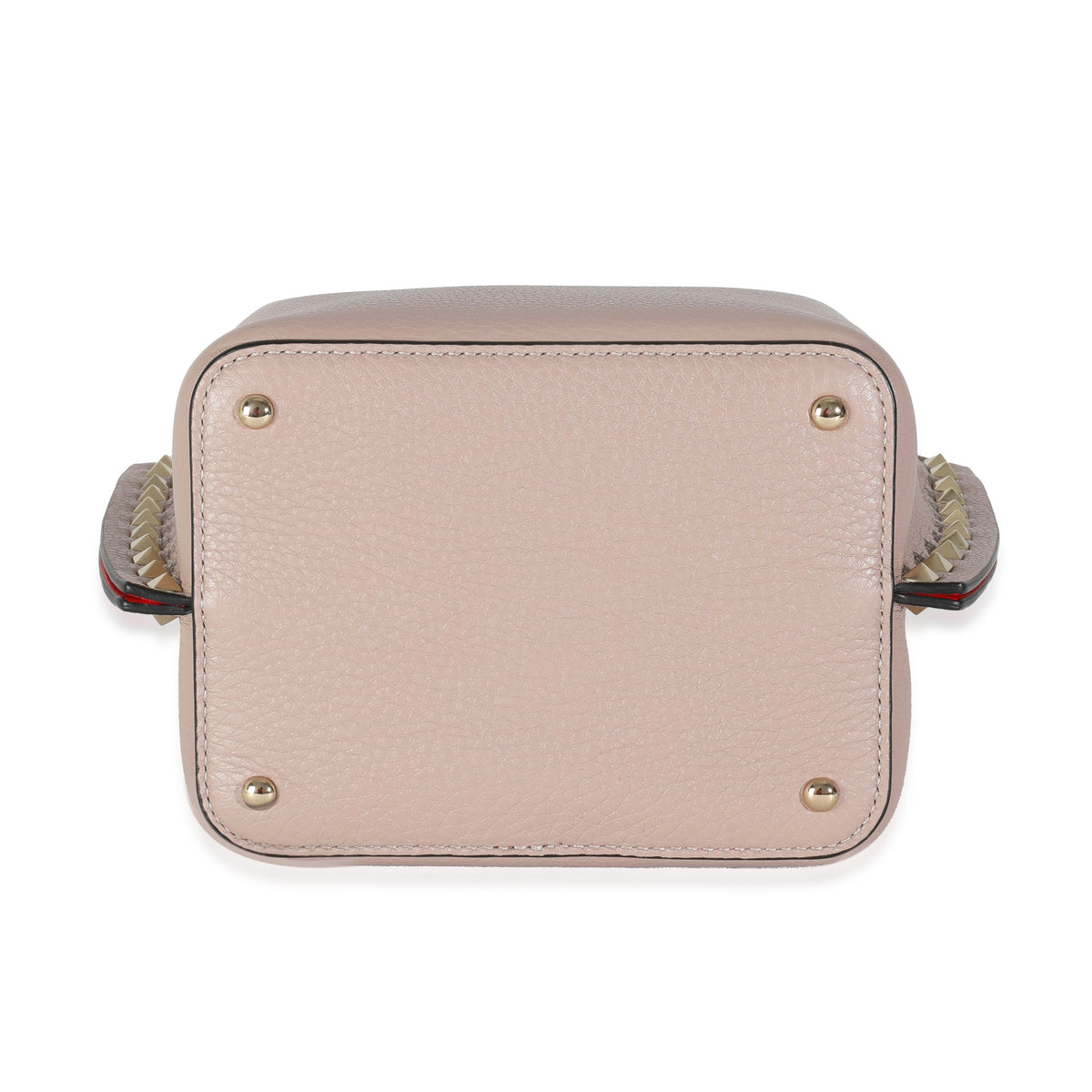 Beige Leather Small Rockstud Top Handle Tote