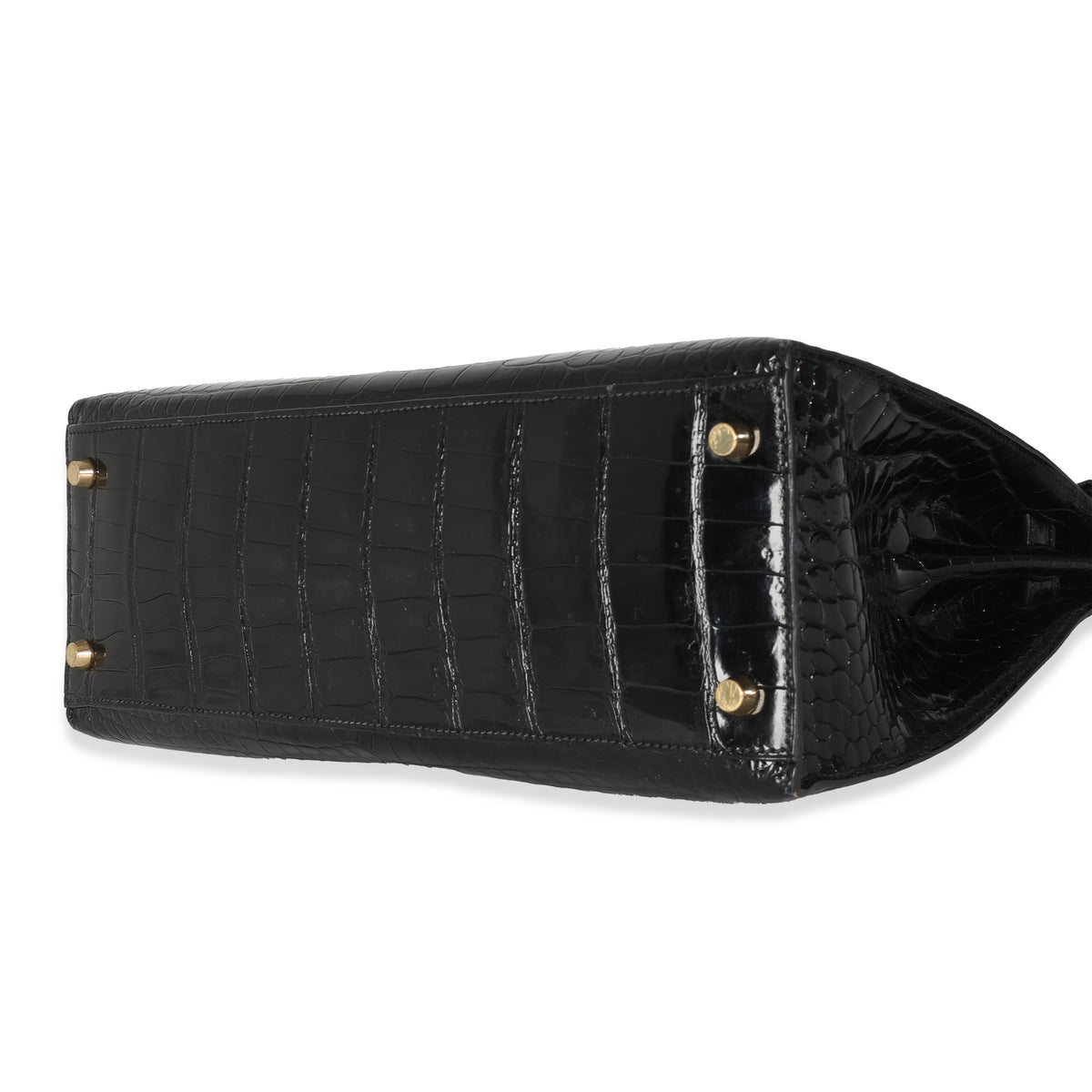 Vintage Black Porosus Crocodile Sellier Kelly 32 GHW
