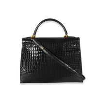Vintage Black Porosus Crocodile Sellier Kelly 32 GHW