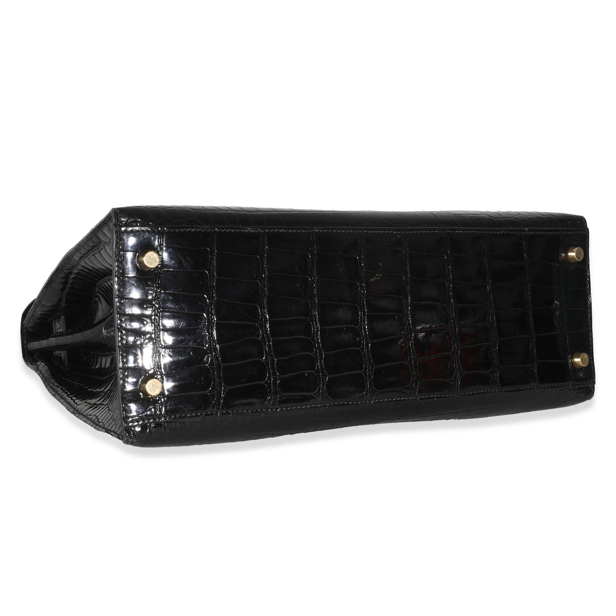 Vintage Black Porosus Crocodile Sellier Kelly 32 GHW