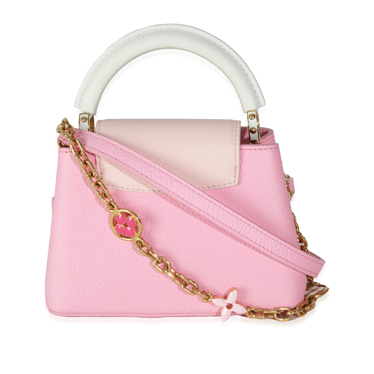 Candy Pink Taurillon Flower Chain Mini Capucines