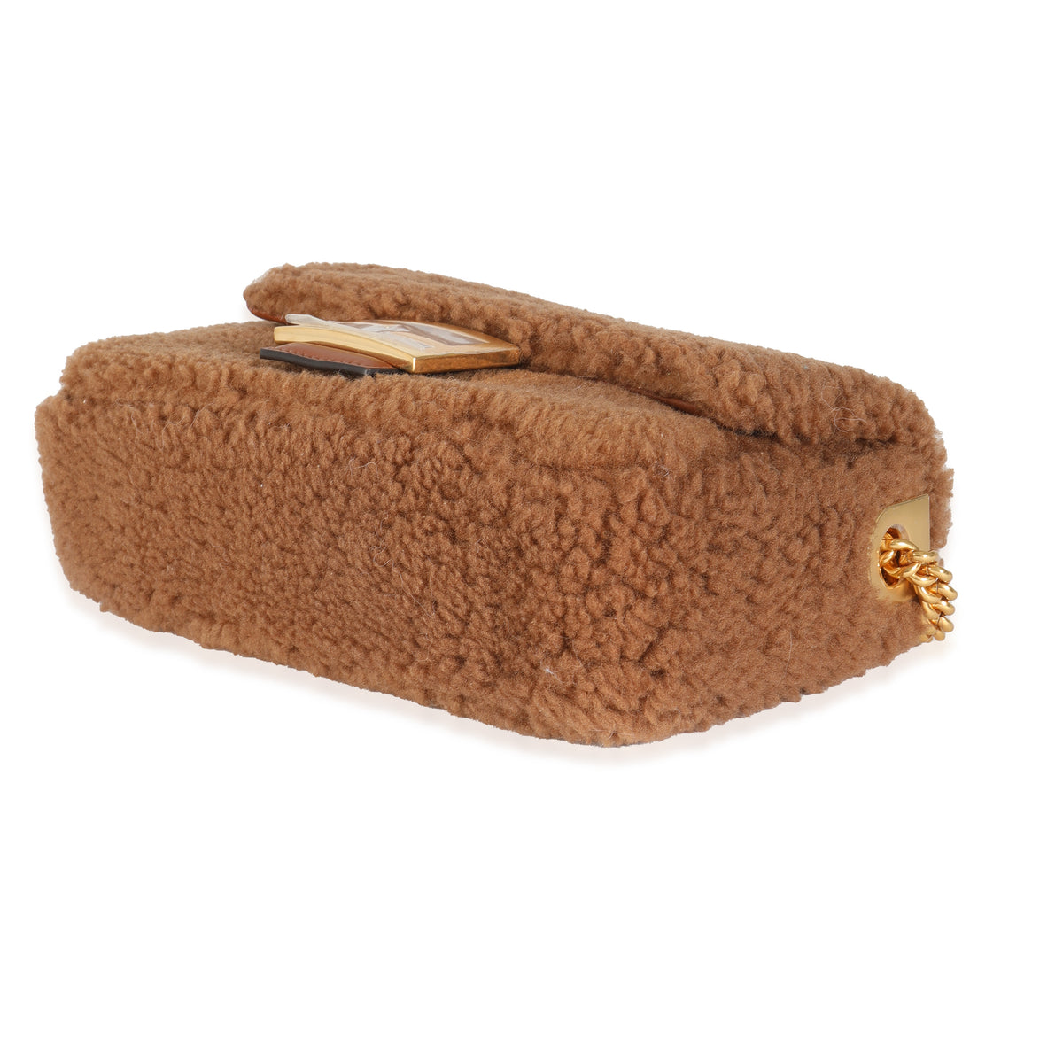 Caramello Shearling Lambskin Midi Chain Baguette