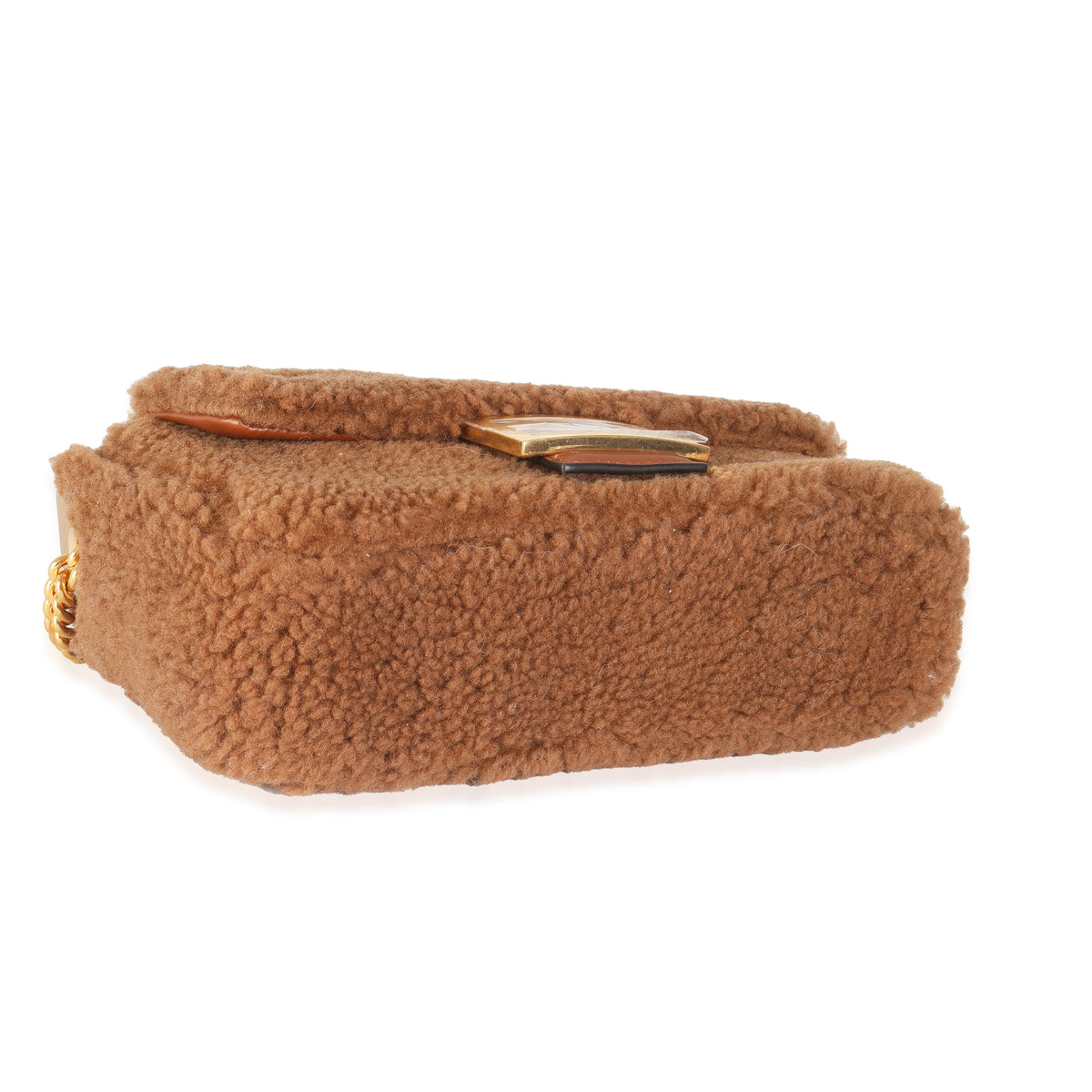 Caramello Shearling Lambskin Midi Chain Baguette