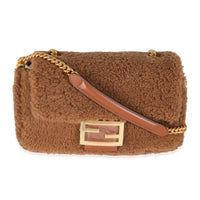 Caramello Shearling Lambskin Midi Chain Baguette