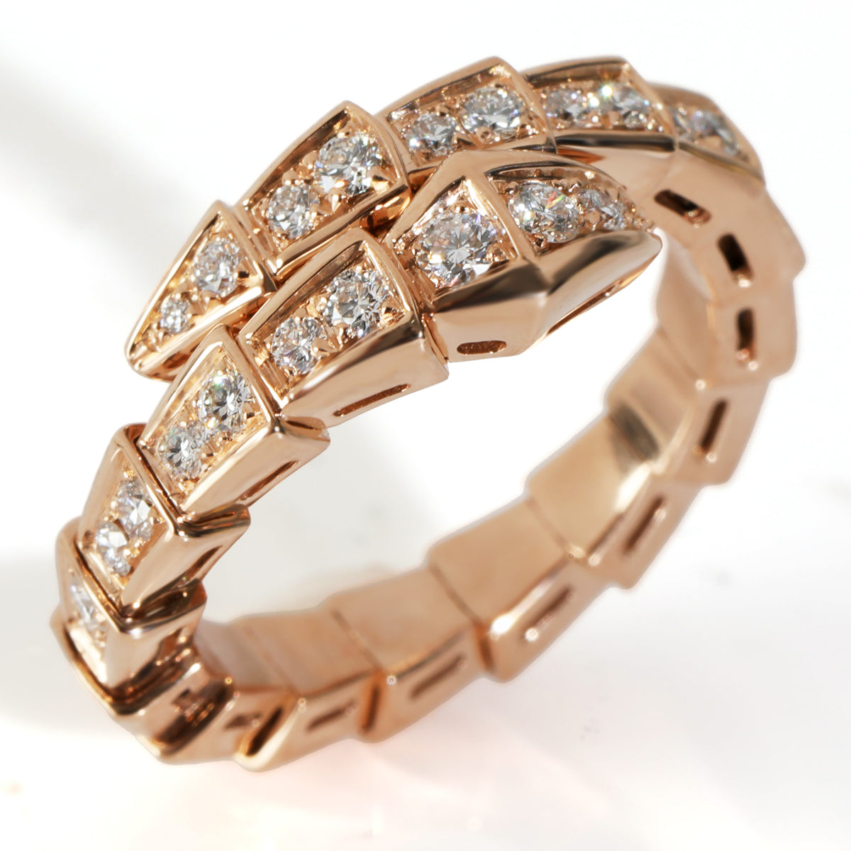 Serpenti Diamond Ring in 18k Rose Gold 0.66 CTW