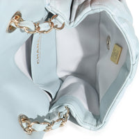 Light Blue Puffy Lambskin Logo Mini Flap Bag