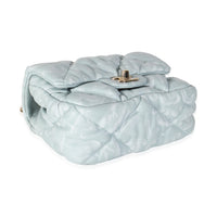 Light Blue Puffy Lambskin Logo Mini Flap Bag