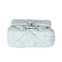 Light Blue Puffy Lambskin Logo Mini Flap Bag