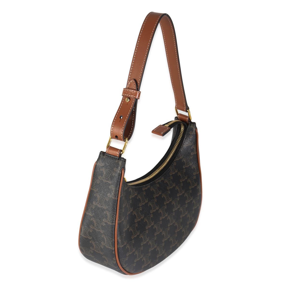 Tan Calfskin Triomphe Canvas Ava Shoulder Bag