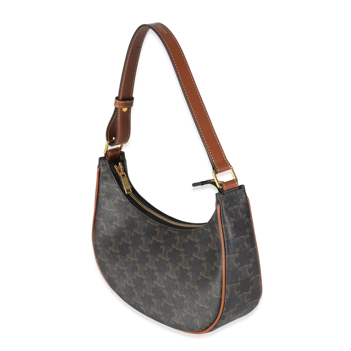 Tan Calfskin Triomphe Canvas Ava Shoulder Bag