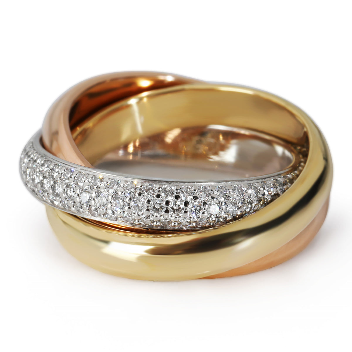3-Tone Gold Diamond Trinity Ring