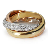 3-Tone Gold Diamond Trinity Ring