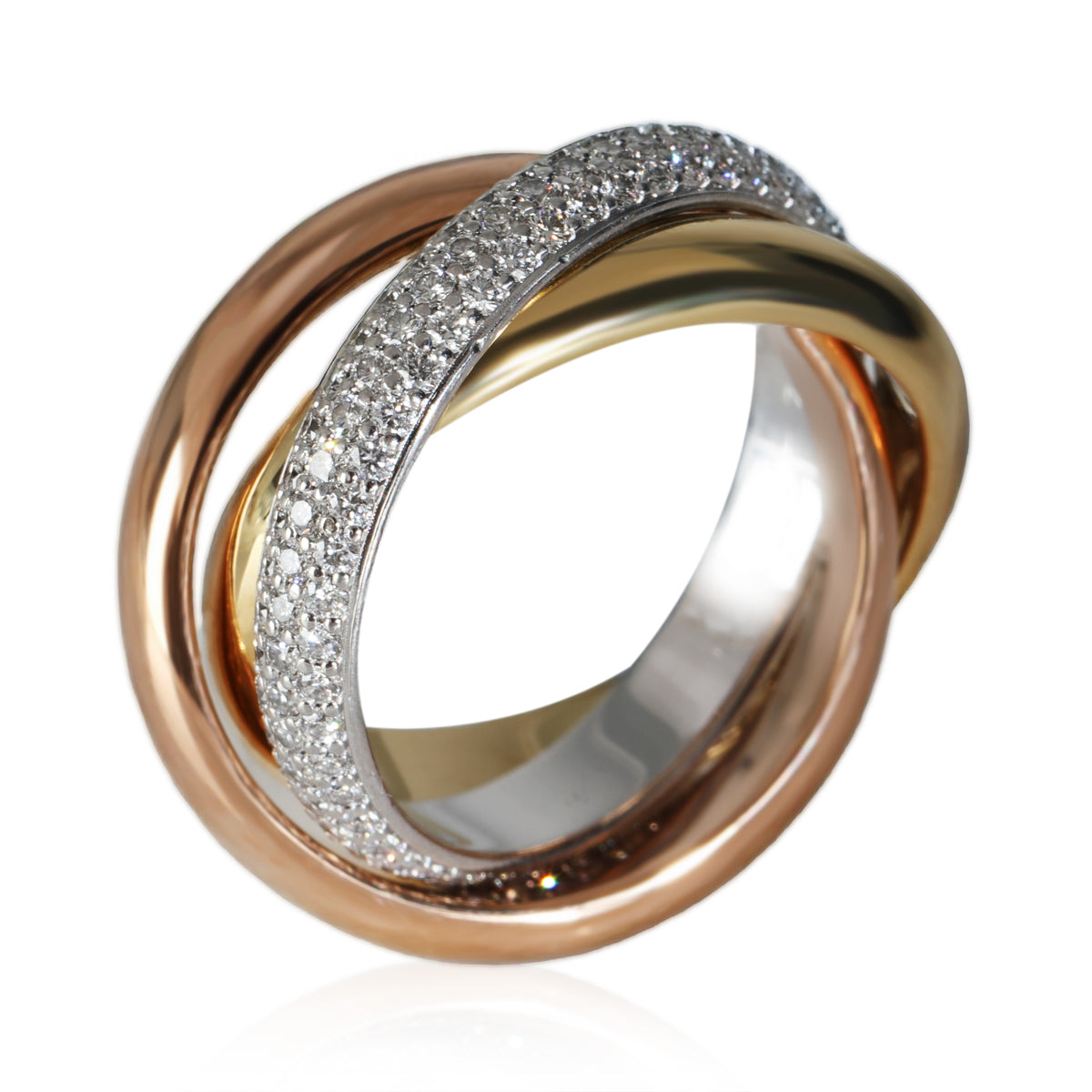 3-Tone Gold Diamond Trinity Ring